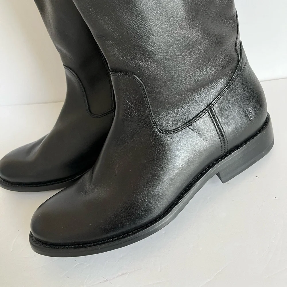 Frye Jayden D Ring Riding Boot Wide Calf BMX EXT Black Brown *flaw* Size 8.5B - Picture 6 of 11